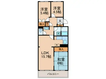 ファミール戸塚(3LDK/5階)の間取り写真