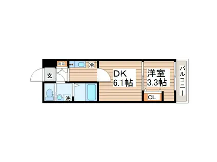 アンセル泉中央(1DK/3階)の間取り写真