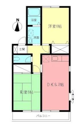 フラワーメゾン(2DK/2階)の間取り写真