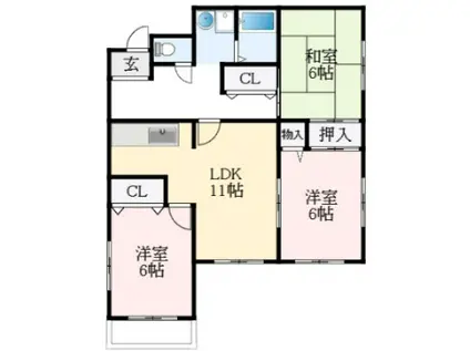 ボンサンテ西浦(3LDK/2階)の間取り写真