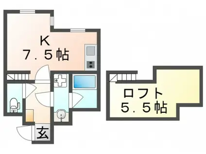 ガレリア千里山(1K/2階)の間取り写真
