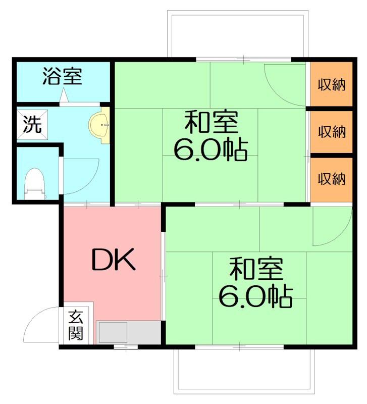マルナカハイツ(2DK/2階)の間取り写真