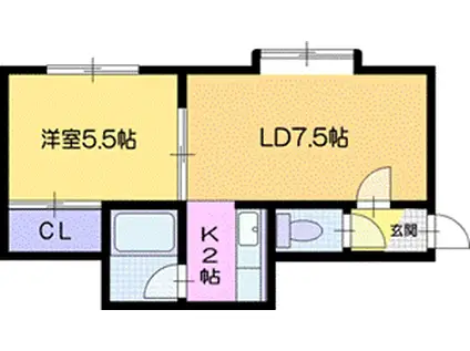 スカイライフ(1LDK/2階)の間取り写真