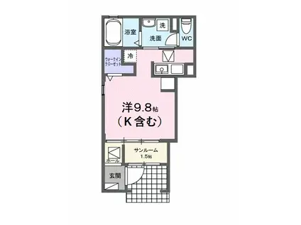 グラーヴェ御幸(ワンルーム/1階)の間取り写真