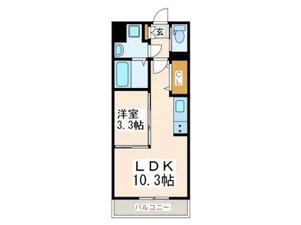ラフレシーサ水前寺(1LDK/2階)の間取り写真