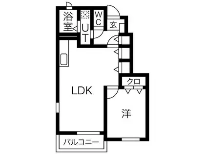 アニメート朝宮A(1LDK/1階)の間取り写真