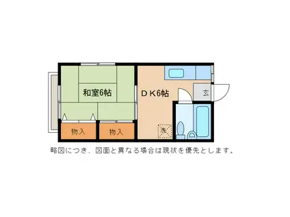 ハイツくじら館 弐号棟(1DK/1階)の間取り写真
