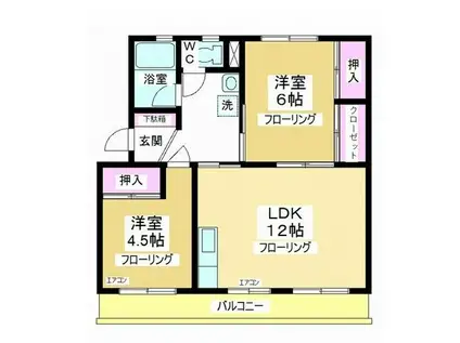 新宿団地9号棟(2LDK/3階)の間取り写真