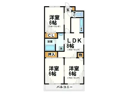 モンレ―ヴ染地(3LDK/3階)の間取り写真