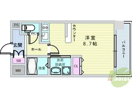 エルベコート豊中服部(1K/5階)の間取り写真