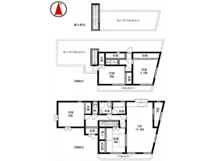 エイシーオカモト(4LDK/2階)の間取り写真
