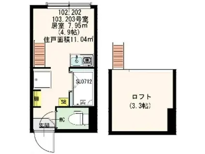 グリーンビュー西日暮里(ワンルーム/1階)の間取り写真