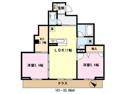 クレスティーク(2LDK/1階)の間取り写真