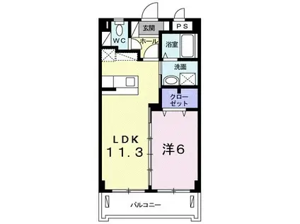 ラメールブル(1LDK/2階)の間取り写真
