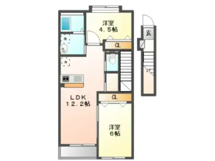 ベリタ 202(2LDK/2階)の間取り写真