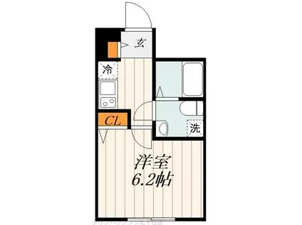 GRANPARK北綾瀬(1K/2階)の間取り写真