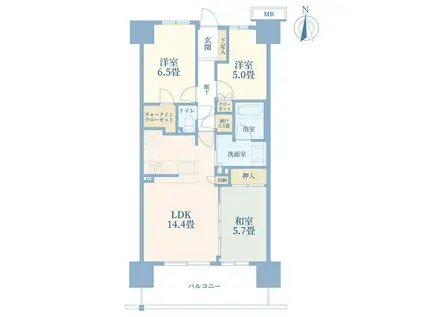 オーベルグランディオ品川勝島(3LDK/3階)の間取り写真