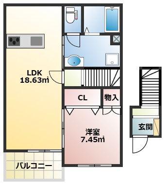 MINATO TERRACE飾磨(1LDK/2階)の間取り写真