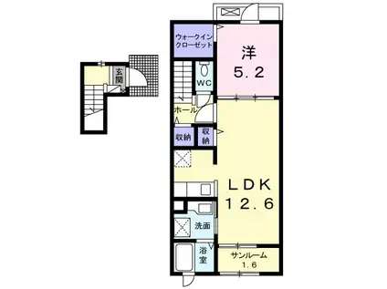 アルドーレ B(1LDK/2階)の間取り写真