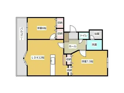 レイブリック東水町(2LDK/3階)の間取り写真