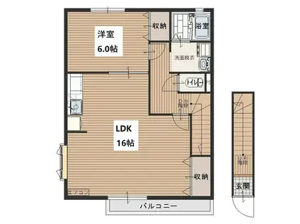 ブローテ川越II(1LDK/2階)の間取り写真