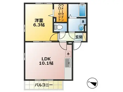 善福寺プロヴァンス(1LDK/1階)の間取り写真