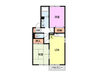 ソレーユ春日山(2LDK/1階)の間取り写真