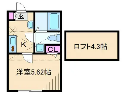 アーバンレオ横浜白楽(1K/2階)の間取り写真