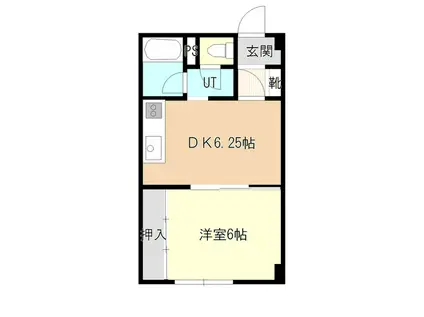 ベルヴィコート白石(1DK/4階)の間取り写真