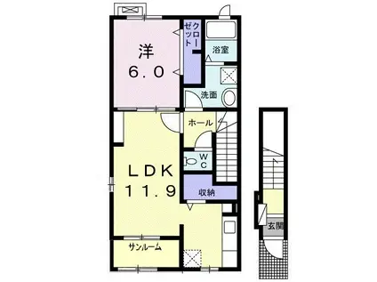 ブエナビスタ(1LDK/2階)の間取り写真