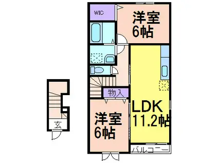 ブランシェントA(2LDK/2階)の間取り写真