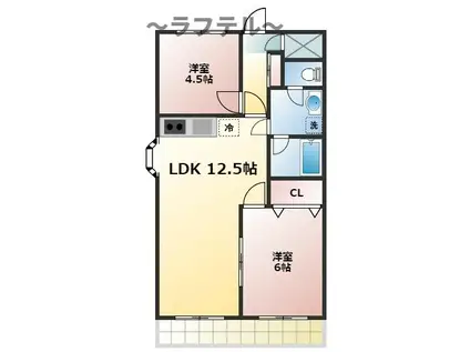 ハイマート西所沢(2LDK/2階)の間取り写真