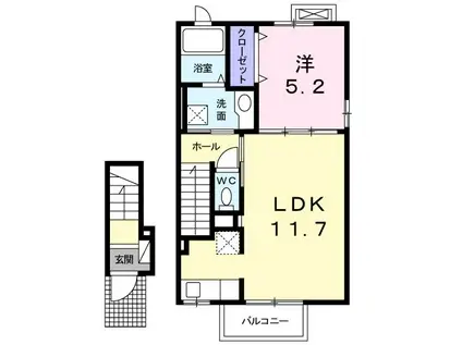 エレーナI(1LDK/2階)の間取り写真