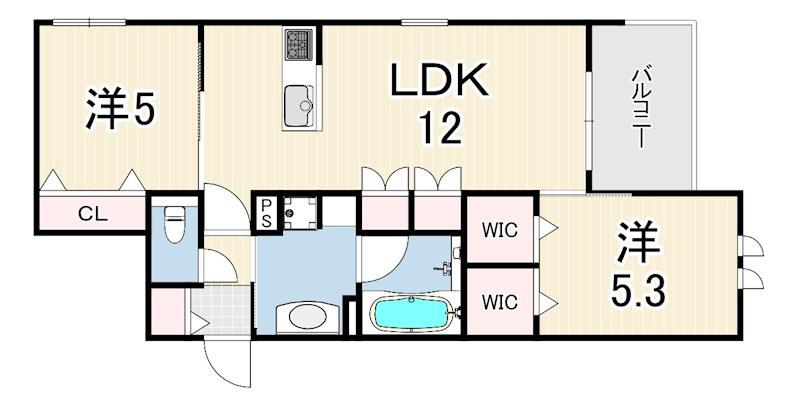 HEBEL MAISON 塚口(2LDK/3階)の間取り写真