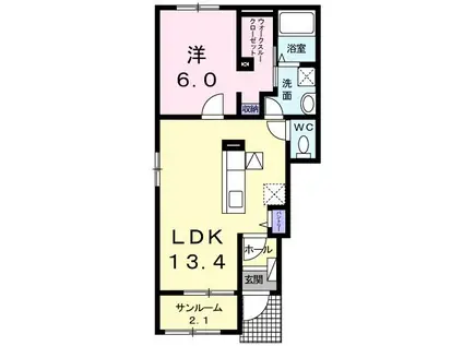 レジデンス ソー・コト(1LDK/1階)の間取り写真