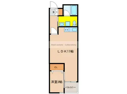 APARTMENT 結(1LDK/2階)の間取り写真