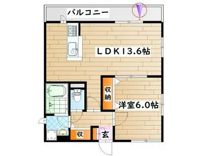 キャトルセゾンあざみ野(1LDK/3階)の間取り写真
