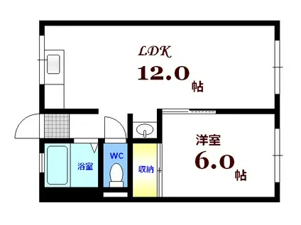 登ビル(1LDK/3階)の間取り写真