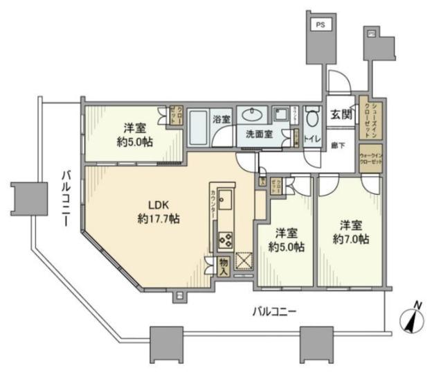 サウスゲートタワー川口(3LDK/3階)の間取り写真