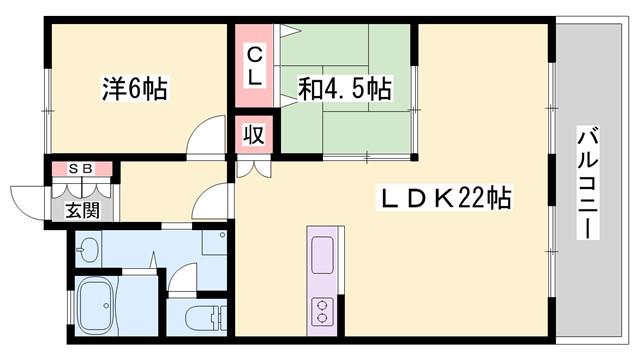 壱番館今宿(2LDK/7階)の間取り写真