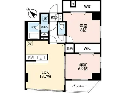 リーベ日本橋(2LDK/9階)の間取り写真