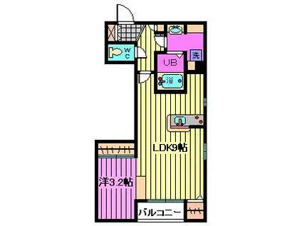 スプラウト蕨(1LDK/2階)の間取り写真