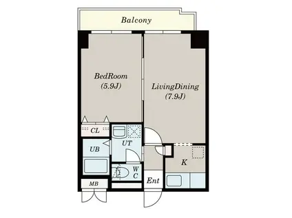 シャトーブラン19(1LDK/4階)の間取り写真