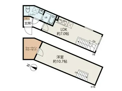 YS COURT AKABANE(1DK/B1階)の間取り写真