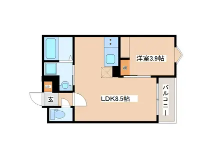 グロウランス薬師堂II(1LDK/1階)の間取り写真