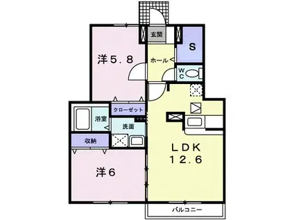 ベルテクス・グラン(2LDK/1階)の間取り写真