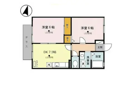 エクセルハイム(2DK/1階)の間取り写真