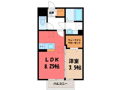 シュシュ(1LDK/1階)の間取り写真