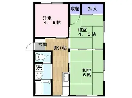 ロイヤル花園B棟(3DK/1階)の間取り写真