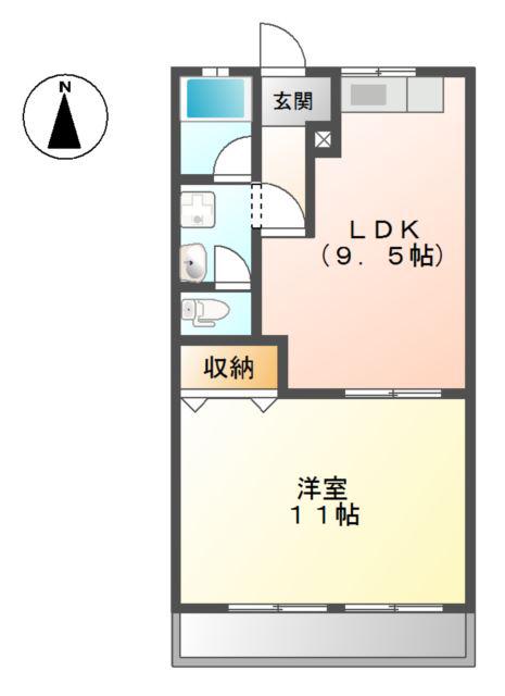 ハイムE(1LDK/4階)の間取り写真